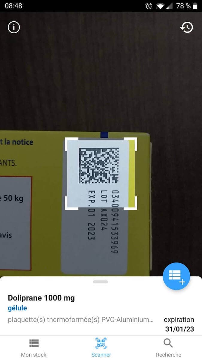 capture de l'écran Scanner