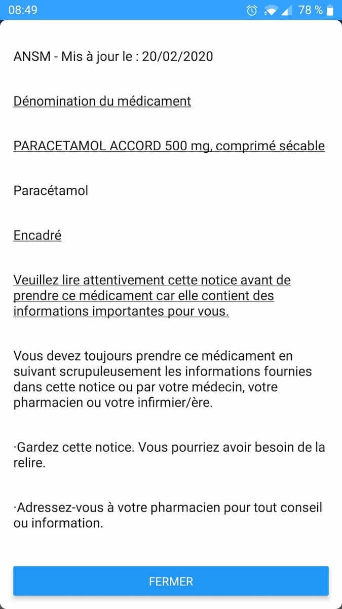 capture de l'écran Notice